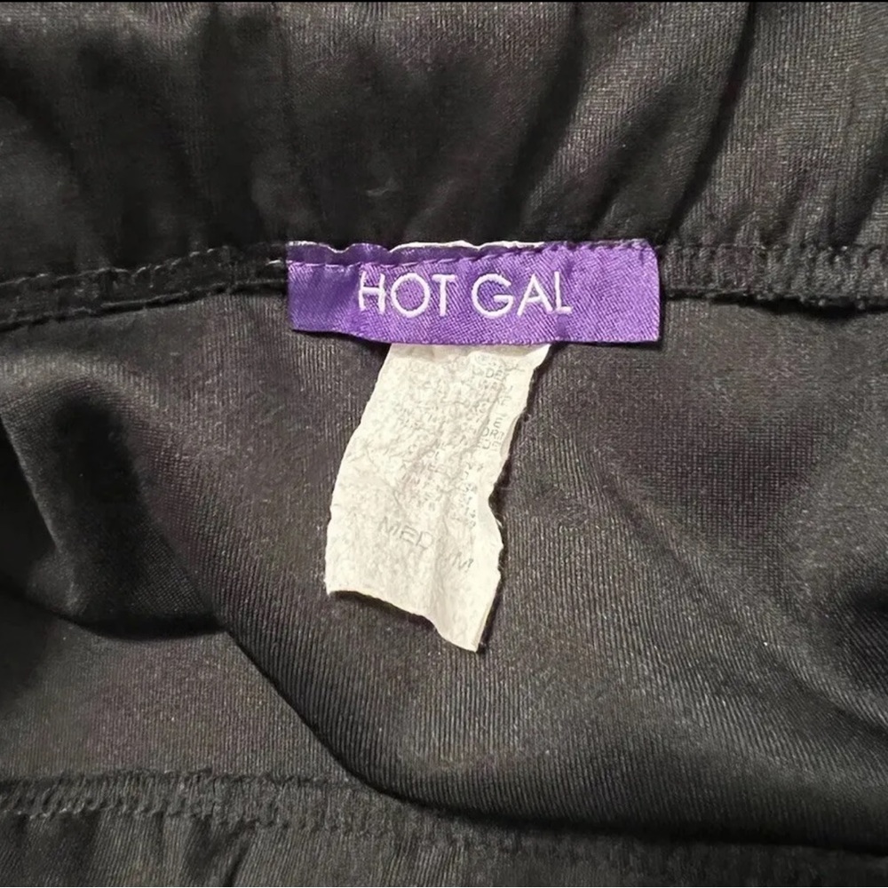 Black Hot Gal Mini Skirt Slit Sides CutOut Sketch Party Club Gothic Juniors Sz M - Picture 7 of 7